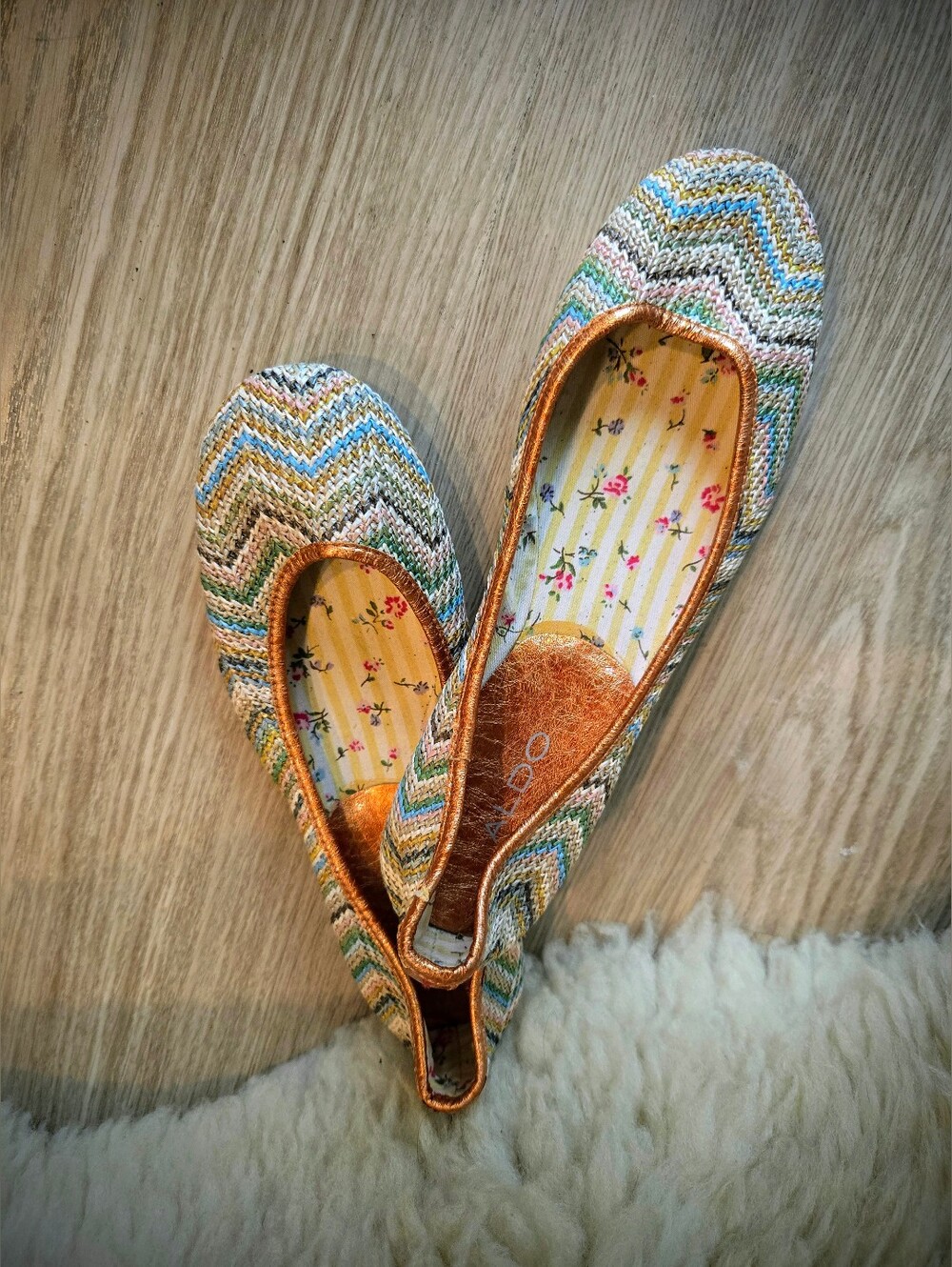 Multicolor Chevron Woven Soft Ballet Flats - Women